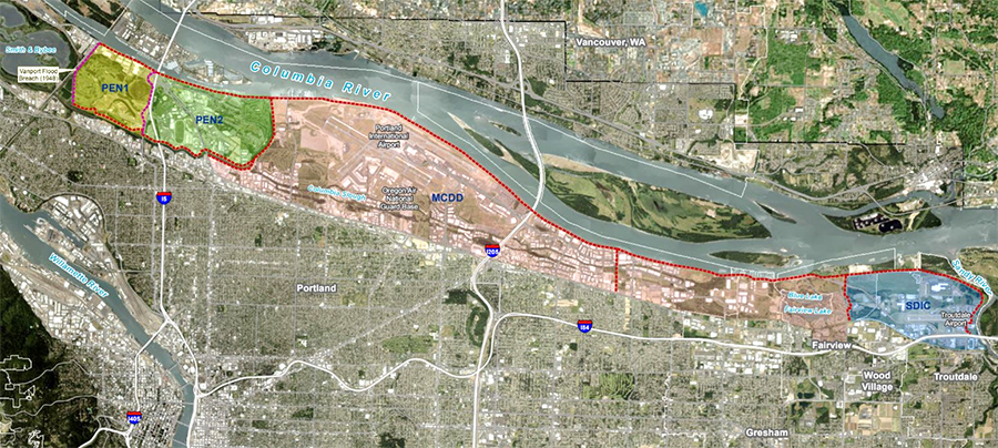PMLS feasibility study area along the Columbia River