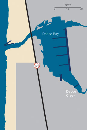 Graphic illustration map of Depoe Bay