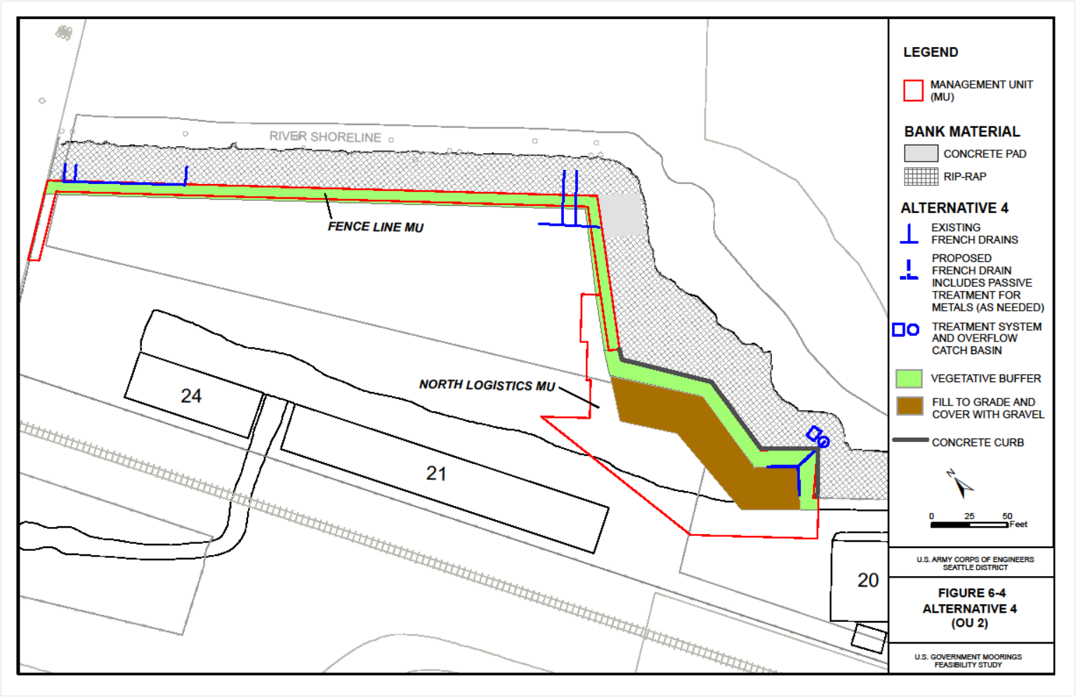 Diagram showing proposed upland cleanup area of U.S. Moorings