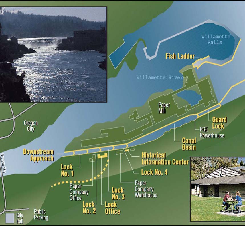 Willamette Falls Locks area map