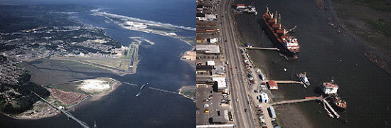 2 aerial images of Coos Bay