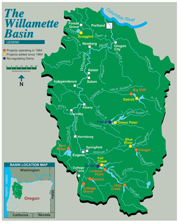 Map of the Willamette Valley Project