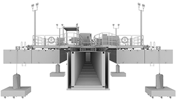 Drawing of the Cougar Dam Portable Floating Fish Collector